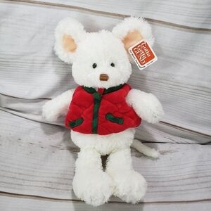 Gund White Mouse Plush Mojo Jr Holiday Stuffed Toy Red Green Vest 11 Inch 88831